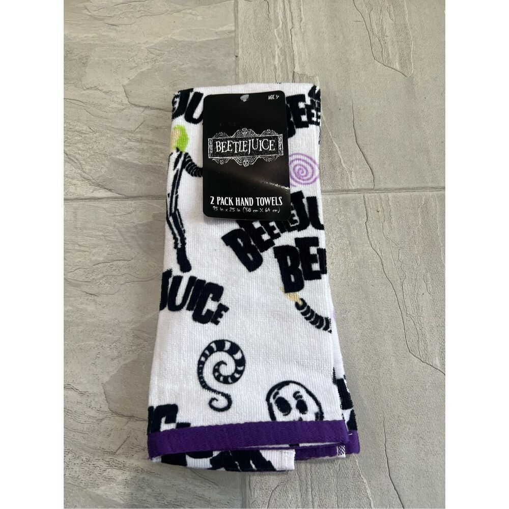 Beetle Juice 2 Pack Hand Towels NEW 15” X 25”